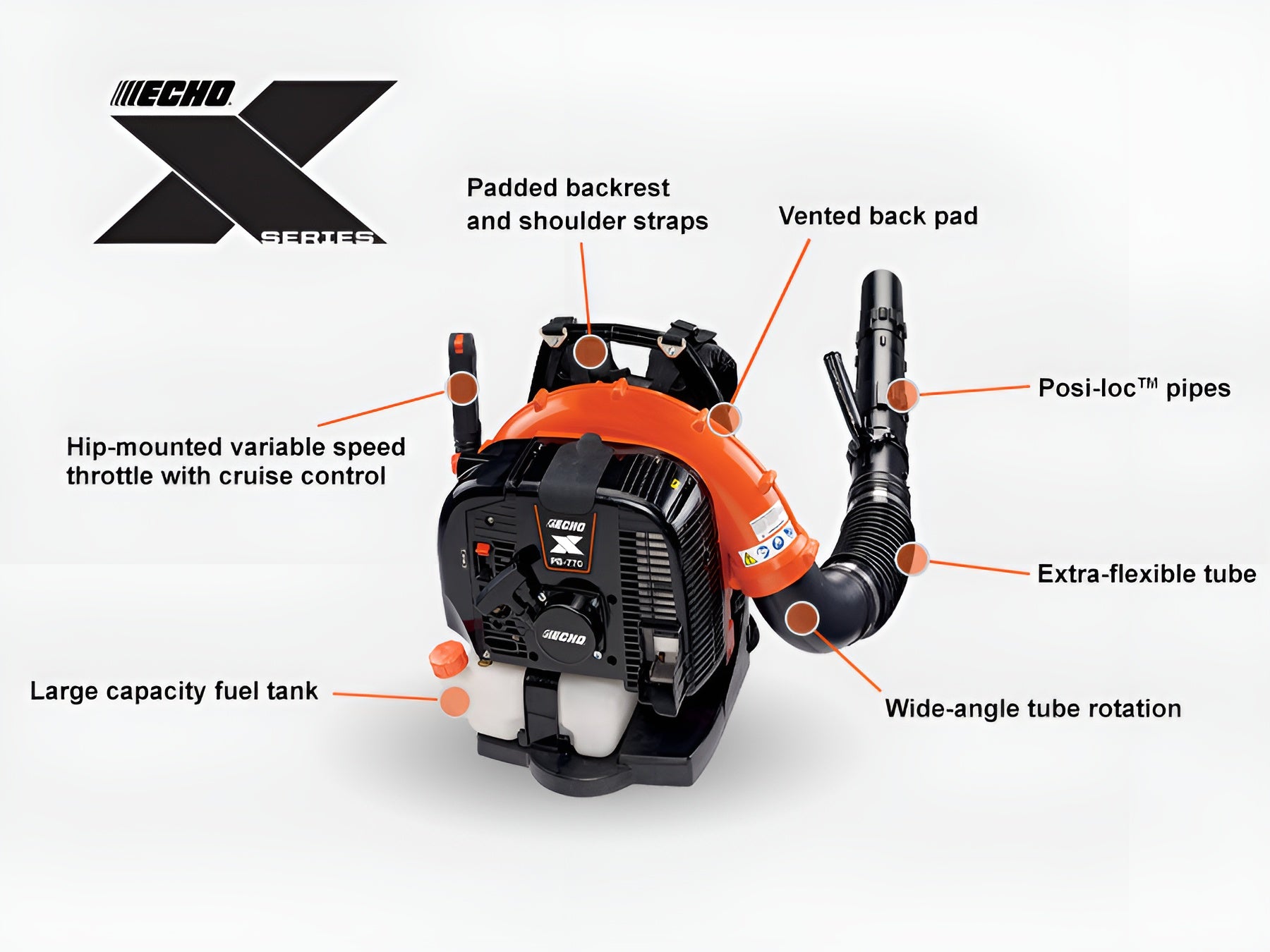 ECHO PB‑770H – X Series 63.3cc Backpack Blower | 756 CFM & 234 MPH
